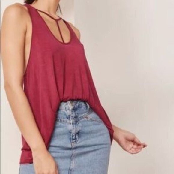 Free People Amelia T-Strap Tank Raspberry Size XS - Picture 1 of 8